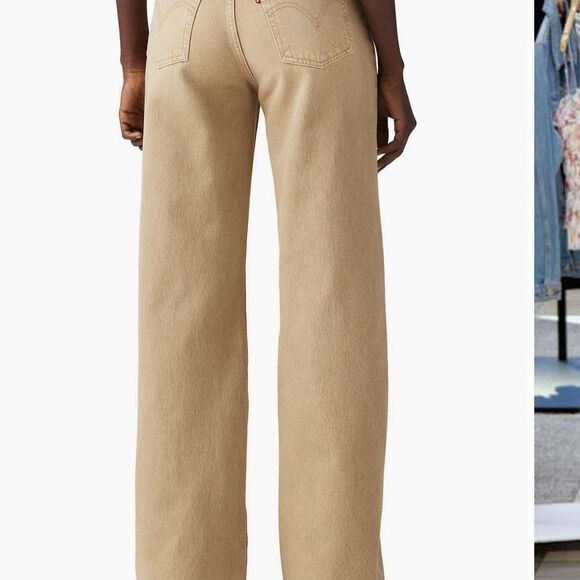 Levi's Premium Ribcage Wide Leg Jeans Tan Jeans 29x34 Tall Levis Levi 8 Long - Picture 2 of 5